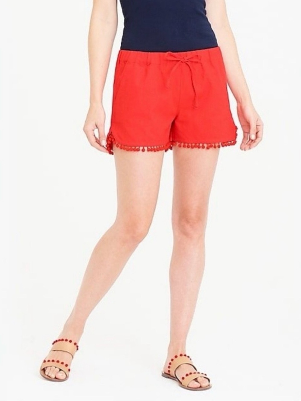 J.Crew Pom Pom Red Shorts size Small